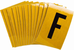 Reflective Number and Letter Labels, 1.5 Inch H x 1 Inch W, Pack of 25, Black on Yellow
