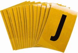 Reflective Number and Letter Labels, 1.5 Inch H x 1 Inch W, Pack of 25, Black on Yellow