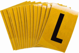Reflective Number and Letter Labels, 1.5 Inch H x 1 Inch W, Pack of 25, Black on Yellow