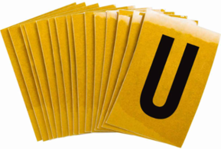5920 Reflective Number and Letter Labels, 1.5 Inch H x 1 Inch W, Pack of 25, Black on Yellow