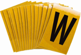Reflective Number and Letter Labels, 1.5 Inch H x 1 Inch W, Pack of 25, Black on Yellow