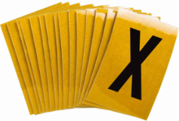 Reflective Number and Letter Labels, 1.5 Inch H x 1 Inch W, Pack of 25, Black on Yellow
