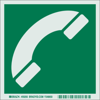 BradyGlo Glow-in-the-Dark Phone Sign, 6 Inch x 6 Inch, Photoluminescent Polyester