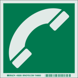 BradyGlo Glow-in-the-Dark Phone Sign, 6 Inch x 6 Inch, Photoluminescent Polyester