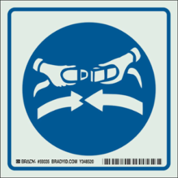 BradyGlo Fasten Seatbelt Sign, 6 Inch x 6 Inch x 0.008 Inch, Photoluminescent Polyester