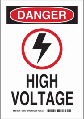 DANGER High Voltage w/Pictogram Sign, 10" H x 7" W x 0.06" D, Polystyrene