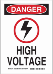 DANGER High Voltage w/Pictogram Sign, 10" H x 7" W x 0.06" D, Polystyrene