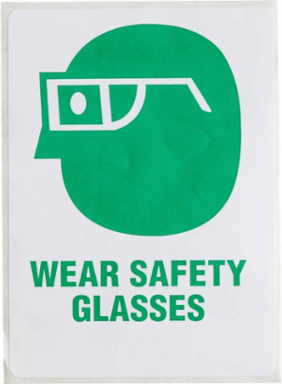 Hazard ID Wear Safety Glasses, 4" H x 2.875" W,