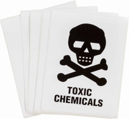 Hazard Id Toxic Chemicals W/Pic, 4" H x 2.875" W