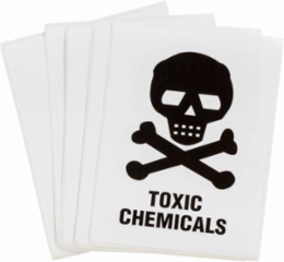 Hazard Id Toxic Chemicals W/Pic, 4" H x 2.875" W