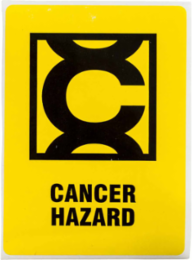 Hazard Id Cancer Hazard W/Picto, 4" H x 2.875" W
