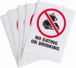 Hazard Id No Eating Or Drinking, 4" H x 2.875" W