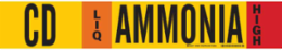 CD LIQ AMMONIA HIGH Pipe Marker, 4" H x 24" W, Fits Pipes 8" Dia. or Larger