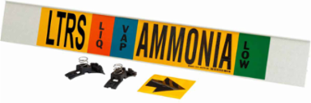 LTRS VAP AMMONIA LOW Pipe Marker, 4" H x 24" W, Fits Pipes 8" Dia. or Larger