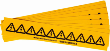 Warning Labels: Vinyl, Black on Yellow, 1" H x 1" W, Quantity per Card or Sheet 10