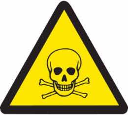 Warning Labels: Vinyl, Black on Yellow, 2" H x 2" W, Toxic Material