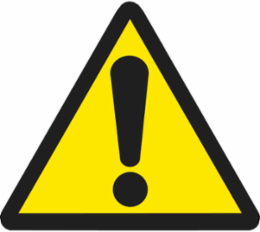 Warning Labels: Vinyl, Black on Yellow, 2" H x 4" W, Hazardous Area Pictogram