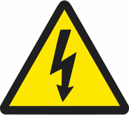 Warning Label w/Electric Voltage Pictogram, Vinyl, Black on Yellow, 0.5" H x 0.5"W