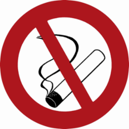 No Smoking Labels, 2" H x 2" W x 0.004" D, Black/Red on White