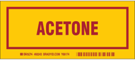 ACETONE Label, Red on Yellow, 3 Inch x 7 Inch, Permanent Adhesive