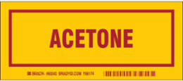 ACETONE Label, Red on Yellow, 3 Inch x 7 Inch, Permanent Adhesive