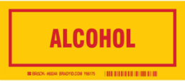 ALCOHOL Labels, 3" H x 7" W x 0.006" D, Red on Yellow