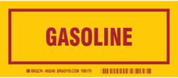 GASOLINE Labels, Red on Yellow