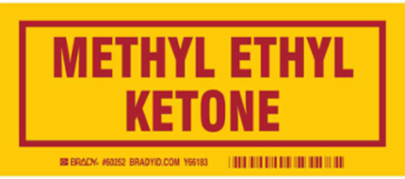METHYL ETHYL KETONE Labels, Red on Yellow