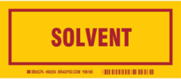SOLVENT Labels, 3" H x 7" W x 0.006" D, Red on Yellow