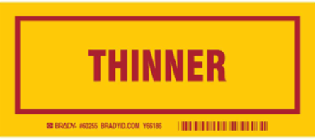 THINNER Labels, Red on Yellow