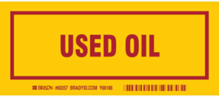 USED OIL Labels, 3" H x 7" W x 0.006"D