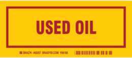 USED OIL Labels, 3" H x 7" W x 0.006"D