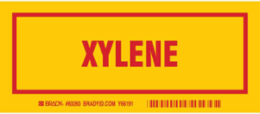 XYLENE Labels, 3" H x 7" W x 0.006" D, Red on Yellow