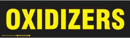 OXIDIZERS Label, Yellow on Black, 7" H x 24" W x 0.006" D