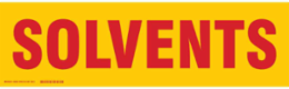SOLVENTS Label, Red on Yellow, 7" H x 24" W x 0.006" D