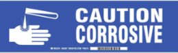 Caution Corrosive Label, White on Blue 3.5 Inch H x 12 Inch W, Abrasion-Resistant