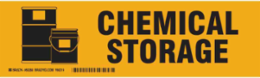 CHEMICAL STORAGE Label, Black on Yellow, 3.5" H x 12" W x 0.006" D