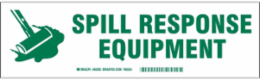 SPILL RESPONSE EQUIPMENT Label, Green on White, 3.5" H x 12" W x 0.006" D