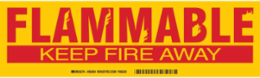 FLAMMABLE KEEP FIRE AWAY Label, Red on Yellow, 3.5" H x 12" W x 0.006" D