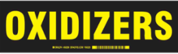 OXIDIZERS Label, Yellow on Black, 3.5" H x 12" W x 0.006" D