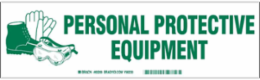 PERSONAL PROTECTIVE EQUIPMENT Label, Green on White, 3.5" H x 12" W x 0.006" D