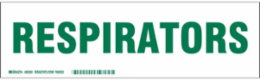 RESPIRATORS Label, Green on White, 3.5" H x 12" W x 0.006" D