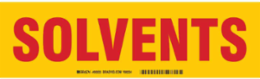 SOLVENTS Label, Red on Yellow, 3.5" H x 12" W x 0.006" D