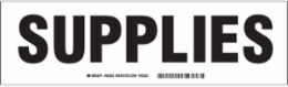 SUPPLIES Label, Black on White, 3.5" H x 12" W x 0.006" D