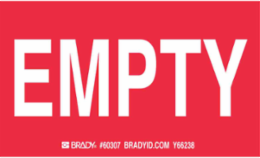 EMPTY Labels, 3" H x 5" W x 0.0038" D, White on Red
