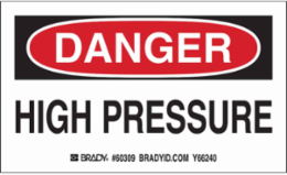 HIGH PRESSURE Labels, 3" H x 5" W x 0.0038" D, Black/Red on White
