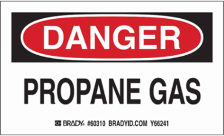 PROPANE GAS Labels, 3" H x 5" W x 0.0038" D, Black/Red on White