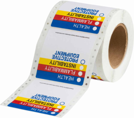 HEALTH FLAMMABILITY INSTABILITY PROTECTIVE EQUIPMENT Labels, 3.875" H x 3.875" W x 0.0038" D