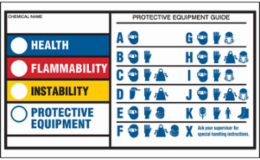 HEALTH FLAMMABILITY REACTIVITY PROTECTIVE EQUIPMENT Labels, 3" H x 5" W