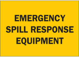 Emergency Spill Response Equipment Sign, 10" H x 14" W x 0.06" D, Polystyrene